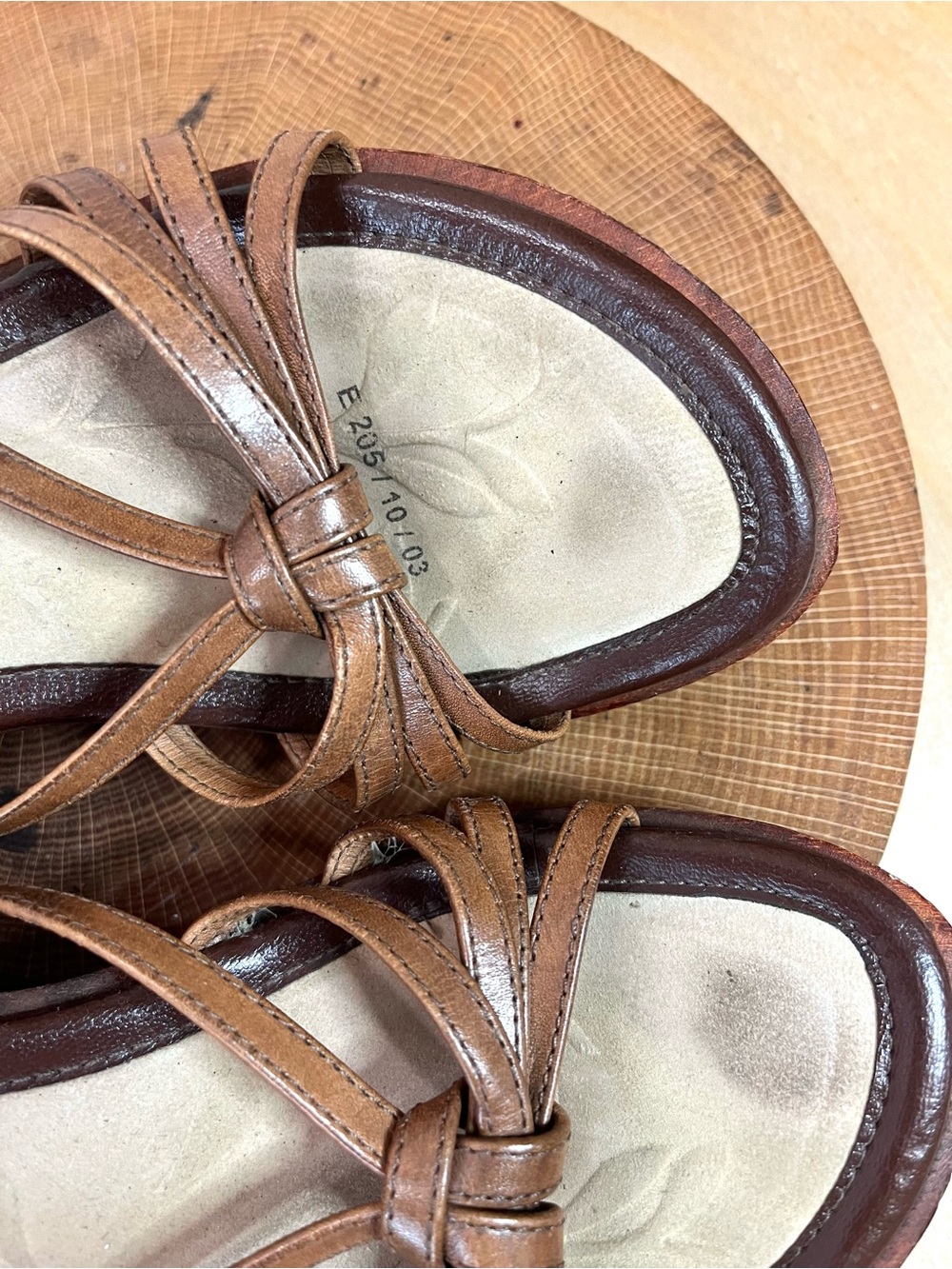 Vintage No Boundaries Leather Wooden Wedge Sandals - Size 7.5 - Boho Y2K - Picture 2 of 15